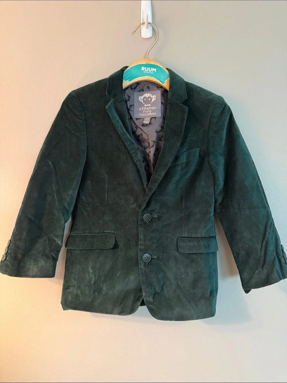 Boys' Appaman Dark Green Velvet Blazer size 6